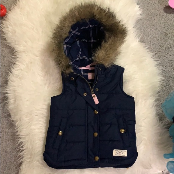 puffer vest with fur hood